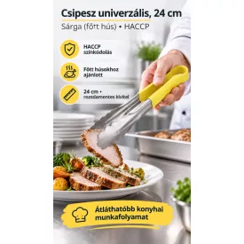 Csipesz univerzális, 24 cm, sárga (főtt hús), (HACCP)