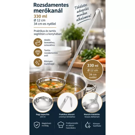 Merőkanál 250 ml 12/34 cm rozsdamentes