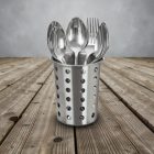 Perforált evőeszköztartó tégely 11,5×12 cm – rozsdamentes acél, higiénikus szárításhoz