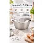 Keverőtál, 3,5 liter, átm.: 28 cm, mag.: 10,5 cm, kúpos, rozsdamentes