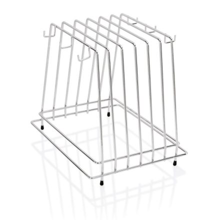 6 rekeszes rozsdamentes vágólaptartó – 2 cm vastag lapokhoz, csúszásmentes talppal