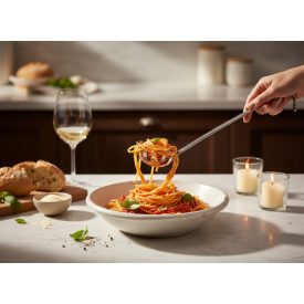 Spagetti szedőkanál 7/26 cm, rövidebb nyéllel, rozsdamentes