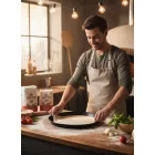 Pizzaforma, felső átm.: 34 cm, alsó átm.: 32 cm, kékvas