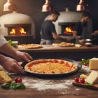 Pizzaforma, felső átm.: 34 cm, alsó átm.: 32 cm, kékvas