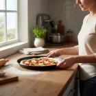 Pizzaforma, felső átm.: 34 cm, alsó átm.: 32 cm, kékvas