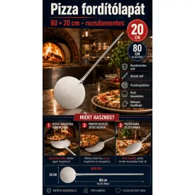Rozsdamentes pizza fordító lapát 80×20 cm – GasztroZoli ajánlata pizzériáknak