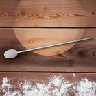 Profi pizza fordító lapát rozsdamentes acélból, 80×20 cm méretben, hosszú nyéllel