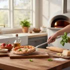 Pizza fordító lapát 80×20 cm, rozsdamentes acélból – profi pizzakemence eszköz