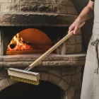 105 cm hosszú pizzakemence kefe fém kaparóval és sörtékkel hamu eltávolításához