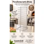 Pizzaforma tartó állvány 10 db 22-36 cm pizzaformának, 30,5x30,5x69 cm, rozsdamentes