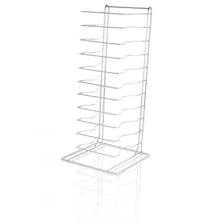 Pizzaforma tartó állvány 10 db 22-36 cm pizzaformának, 30,5x30,5x69 cm, rozsdamentes