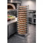 Pizzaforma tartó állvány 15 db 22-36 cm pizzaformának, 30,5x30,5x69 cm, rozsdamentes