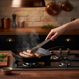 Öntöttvas bordázott Grill serpenyő 22-22-3,5 cm