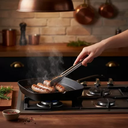 Öntöttvas bordázott Grill serpenyő 22-22-3,5 cm