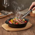 Tálaló edény, 18-4,5 cm, öntöttvas, fa alátét