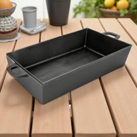 Öntöttvas tepsi kemencébe – 52x31x15 cm, masszív és hőálló, kenyérhez és húsokhoz