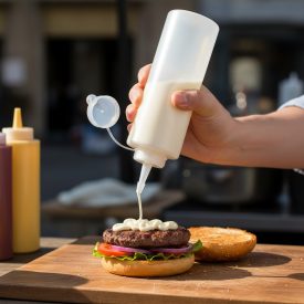 Fehér szósznyomó palack 7,0 dl kupakkal műanyag