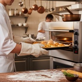 Hőálló Sütőkesztyű Pár 350°C – 5 Ujjas Pamut Konyhai Kesztyű, 30 cm