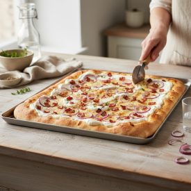   Pizzasütő tepsi 60 x 40 x 2 cm, kerekített peremű varrat nélküli alumínium