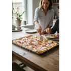 Pizzasütő tepsi 60 x 40 x 2 cm, kerekített peremű varrat nélküli alumínium