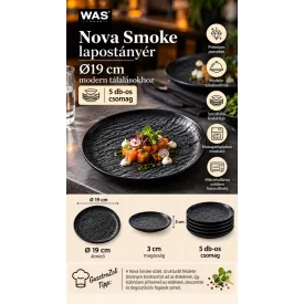Nova Smoke lapostányér Ø19 cm – porcelán, 5 db-os csomag – eredeti formájú termék tálalási környezetben
