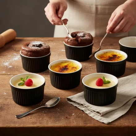 Ramekin-szufléforma, 7x4 cm,fekete sorolható porcelán