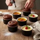 Ramekin-szufléforma, 7x4 cm,fekete sorolható porcelán