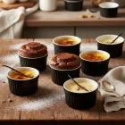 Ramekin-szufléforma, 7x4 cm,fekete sorolható porcelán