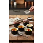 Ramekin-szufléforma, 7x4 cm,fekete sorolható porcelán