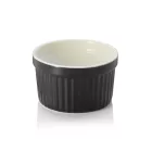 Ramekin-szufléforma, 7x4 cm,fekete sorolható porcelán