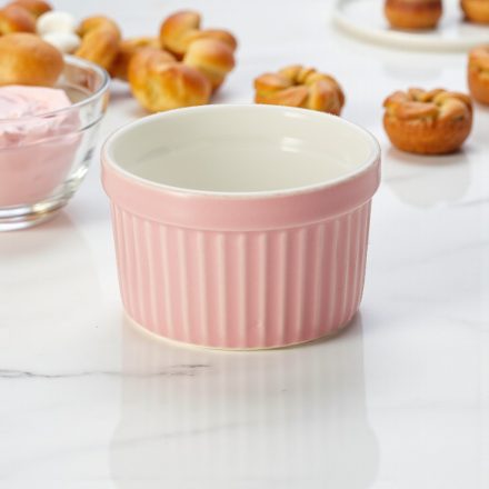 Pasztell rózsaszín porcelán ramekin – 7x4 cm szufléforma