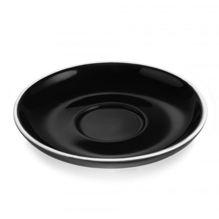 Fekete porcelán duplakávés csészealj 15,5 cm