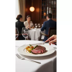Steakkés 11,5 cm-es recézett pengével húsételekhez