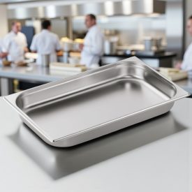 GN 1/1-es rozsdamentes edény, 65 mm mély, 6,5 literes, 0,6 mm vastag, német minőség