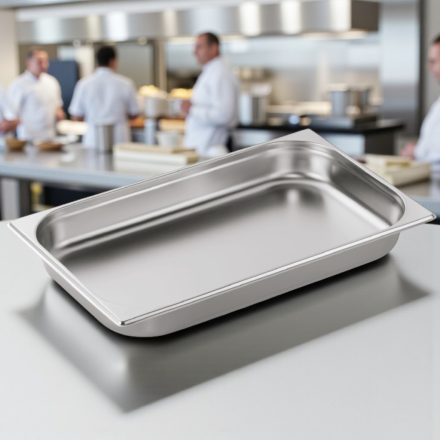 GN 1/1-es rozsdamentes edény, 65 mm mély, 6,5 literes, 0,6 mm vastag, német minőség