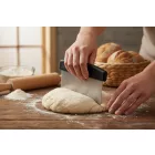 Tésztakaparó, 15x7,5 cm, műanyag fogóval