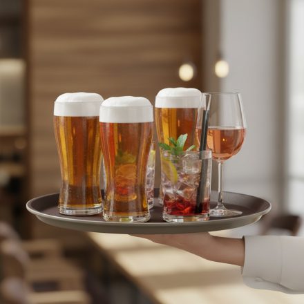 csúszásmentes kerek tálca 35 cm barna vendéglátóipari használatra