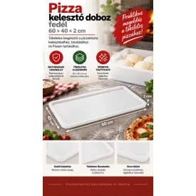 Pizza Kelesztő Doboz Fedél - 60x40x2 cm, Polipropilén, Sorolható