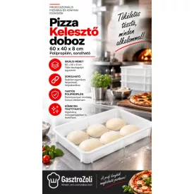 Pizza Kelesztő Doboz - Pizzatészta Kelesztőláda, 60x40x8 cm, Polipropilén, Sorolható