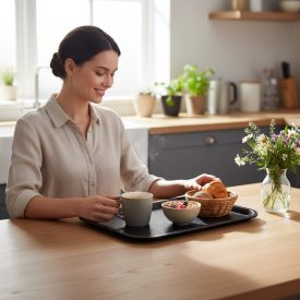 Csúszásmentes műanyag tálca, 35x27x2 cm, fekete