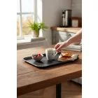 Csúszásmentes műanyag tálca, 35x27x2 cm, fekete