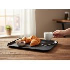 Csúszásmentes műanyag tálca, 35x27x1,5 cm, fekete