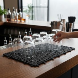   Egymáshoz illeszthető csepegtetőrács, 30x30x2 cm, fekete, PVC