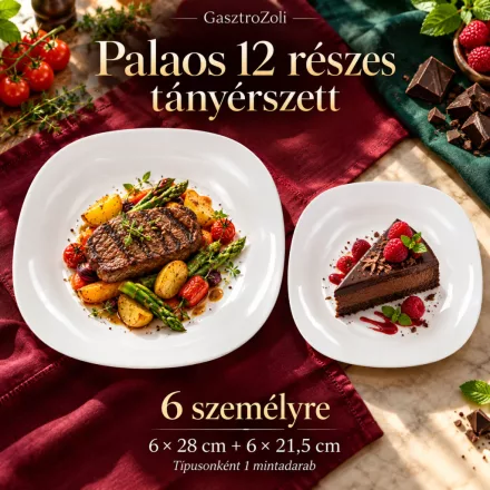Palaos 12 részes főételes–desszertes tányérszett – 6 személyre