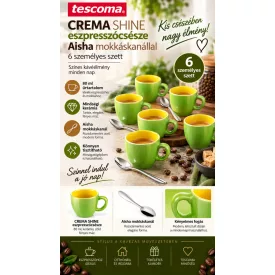   Tescoma CREMA SHINE zöld eszpresszócsésze Aisha mokkáskanállal – 6 személyes szett