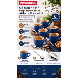   Tescoma CREMA SHINE kék eszpresszócsésze Aisha mokkáskanállal – 6 személyes szett