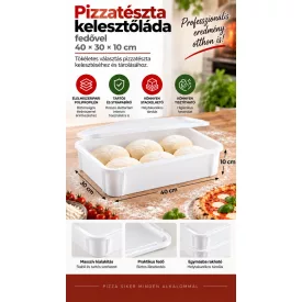   Pizzatészta kelesztőláda fedővel 40×30×10 cm – polipropilén