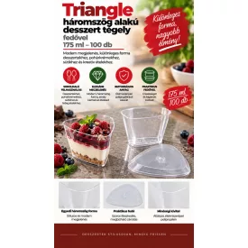   Triangle háromszög alakú desszert tégely fedővel, 175 ml – 100 db