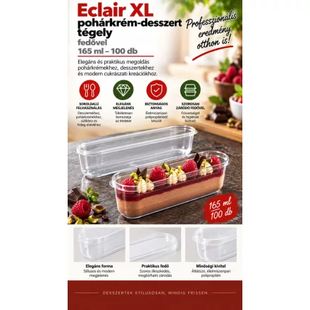 Eclair XL pohárkrém-desszert tégely fedővel, 165 ml – 100 db