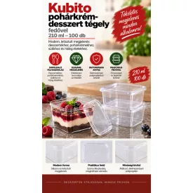   Kubito pohárkrém-desszert tégely fedővel, 210 ml – 100 db